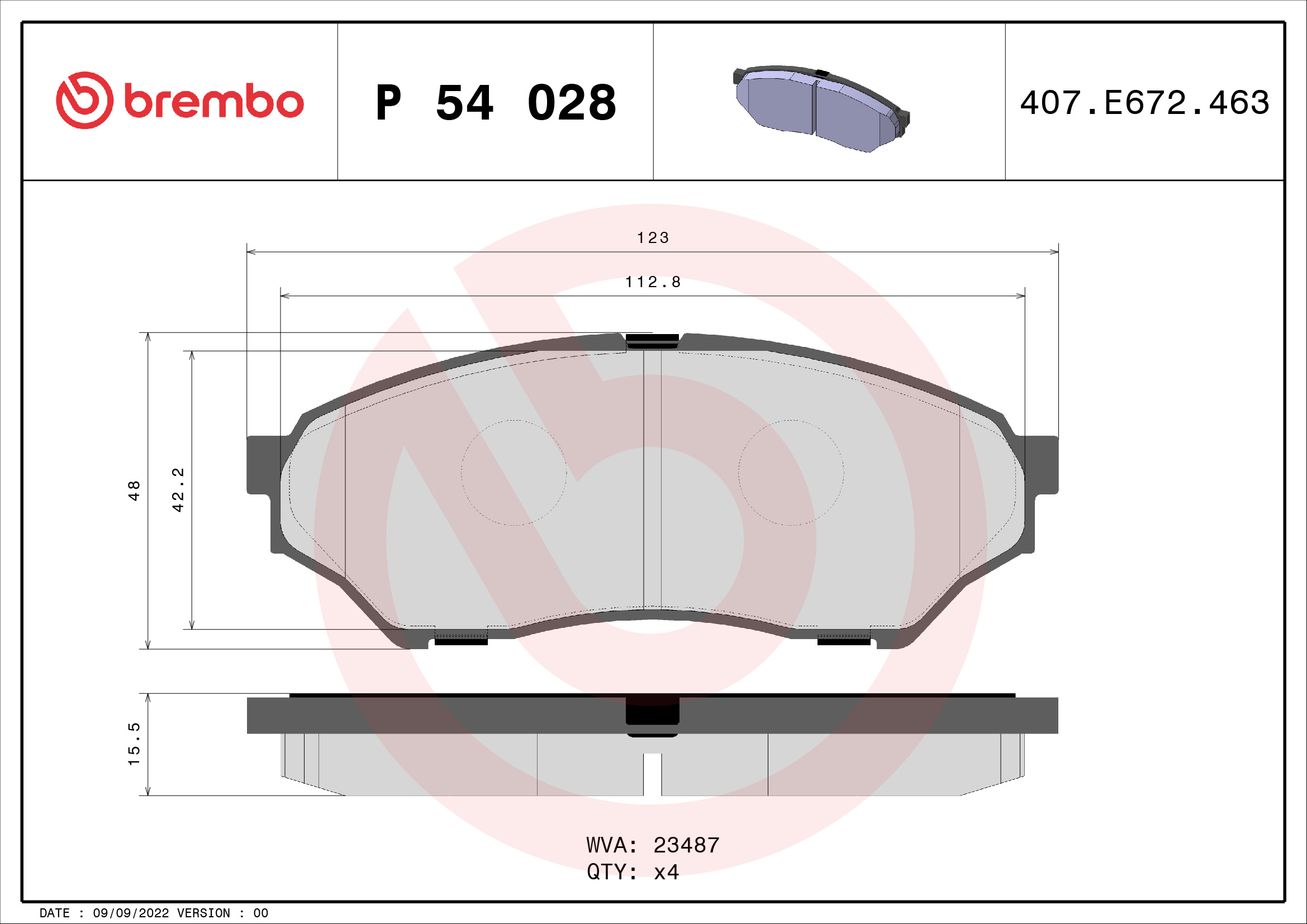 A.B.S. P 54 028 BREMBO Bremsbelagsatz, Scheibenbremse
